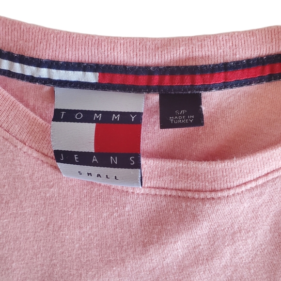 SOLD TOMMY JEANS Graphic Crop Tee Shirt Cotton Pink - Picture 12 of 14